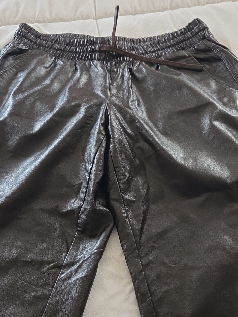 Zara dark brown Faux Leather Joggers